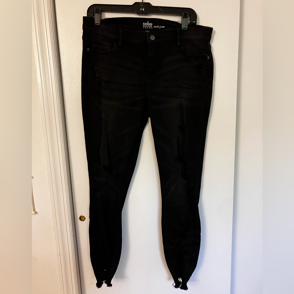 New York & Company Black Skinny Ripped Jeans